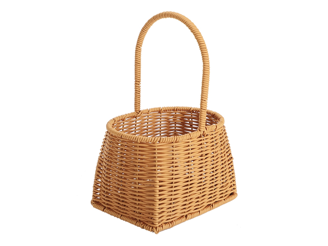 Cesta portátil Tejida Baok-Canasta con asa de ratán, de PP, para frutas, verduras y regalos, 19 x 14,5 x 28,5 cm.