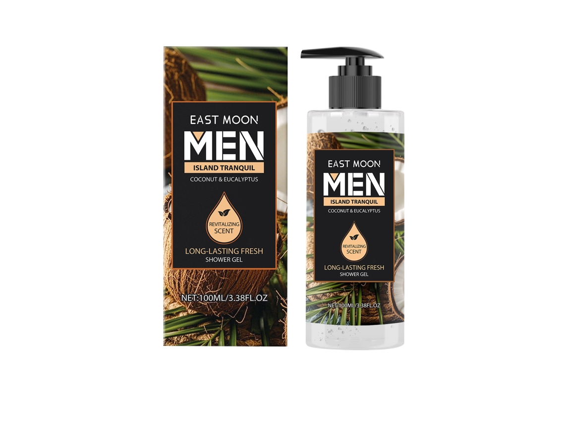 Gel de ducha de eucalipto y coco, fragancia suave.