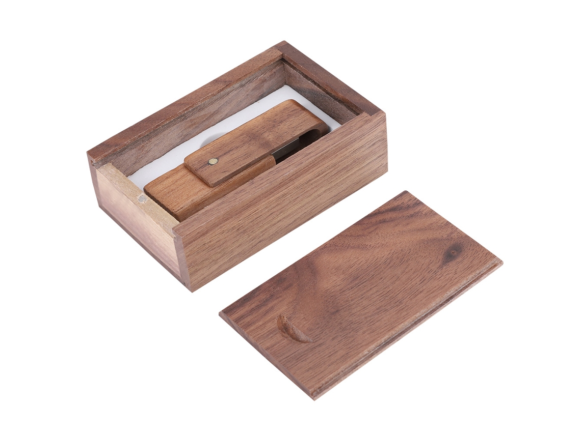 Unidad Flash Usb 2.0 Giratoria Con Carcasa De Madera De Nogal, Memoria Usb, Almacenamiento, Disco U 8g Con Caja