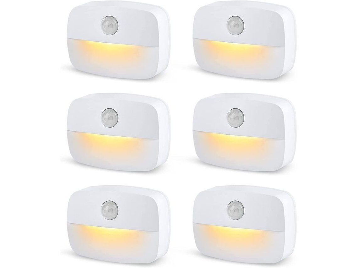 6 Luces Nocturnas Led Blancas Cálidas Con Detector De Movimiento, Lámpara De Noche Con Regalo, 3 M