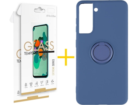 Carcasa + 2 Protectores de Pantalla para Samsung Galaxy S22 Plus 5G SKYHE Azul Oscuro