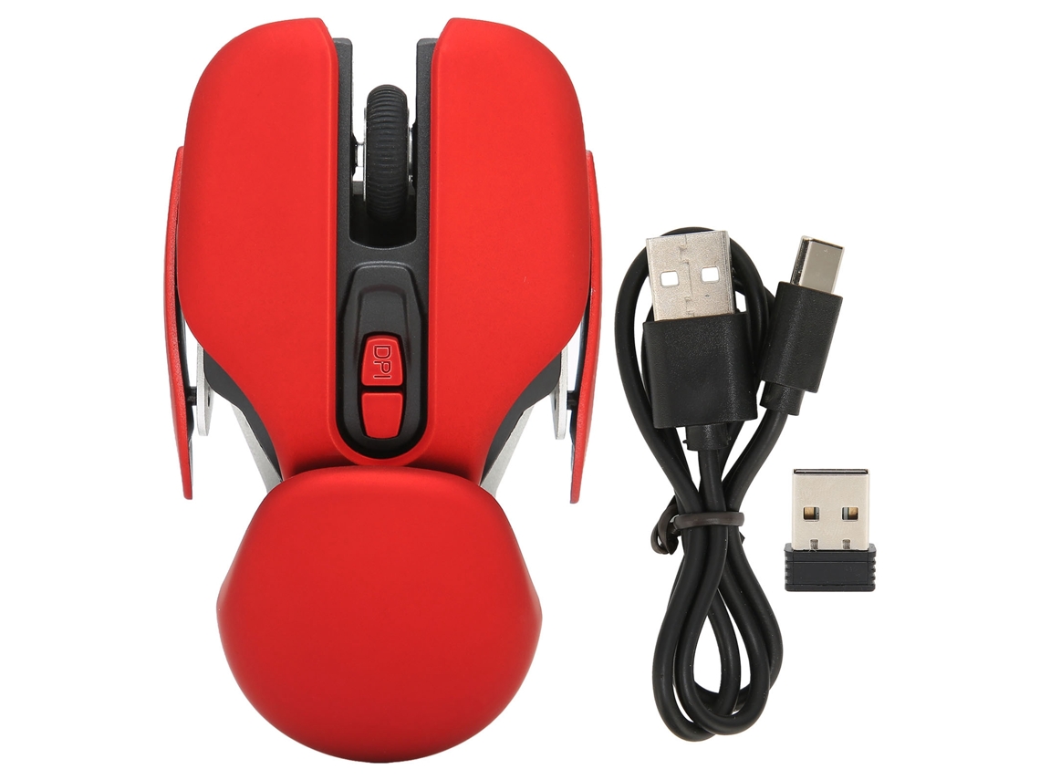Ratón Inalámbrico Ergonómico Para Juegos Con Batería Integrada, Dpi Ajustable, Proceso De Galvanoplastia, Rojo.