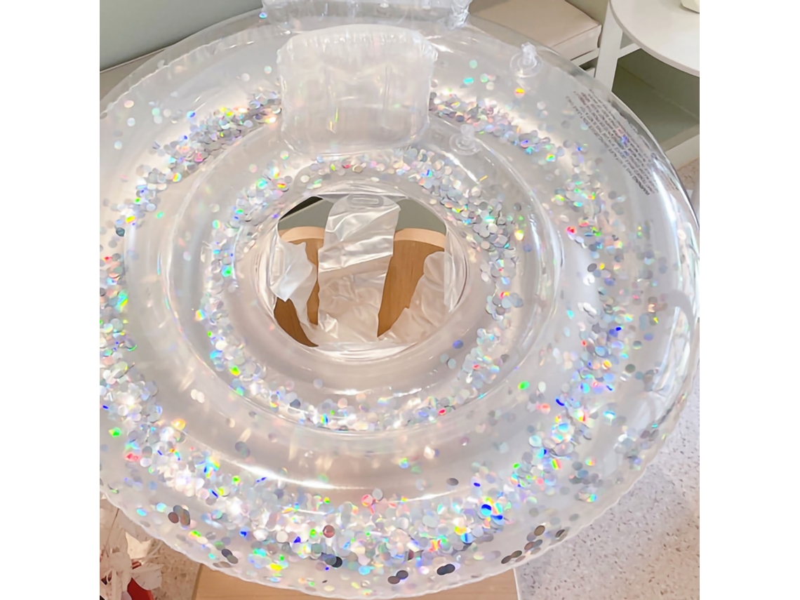 Flotador inflable para niños con lentejuelas transparentes para piscina de 7,5 a 17,5 kg