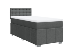 Maison Exclusive - Cama Box Spring Con Colchón Tela Gris Oscuro 90x190 Cm