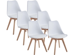 Sillas De Comedor Escandinavas, Sillas De Oficina Retro, Blancas, Juego De 6