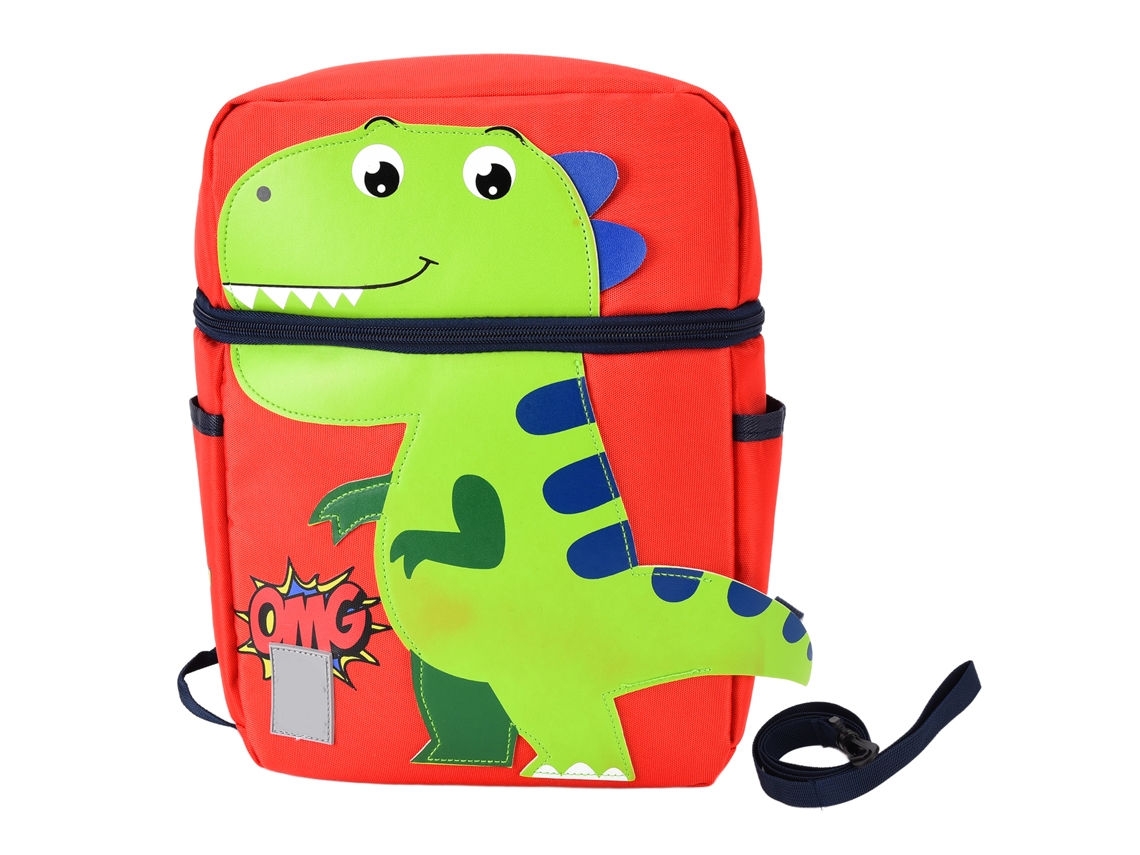 Mochila Roja Antipérdida Con Diseño De Dinosaurio Para Preescolar Y Jardín De Infancia (a Partir De 3 Años).