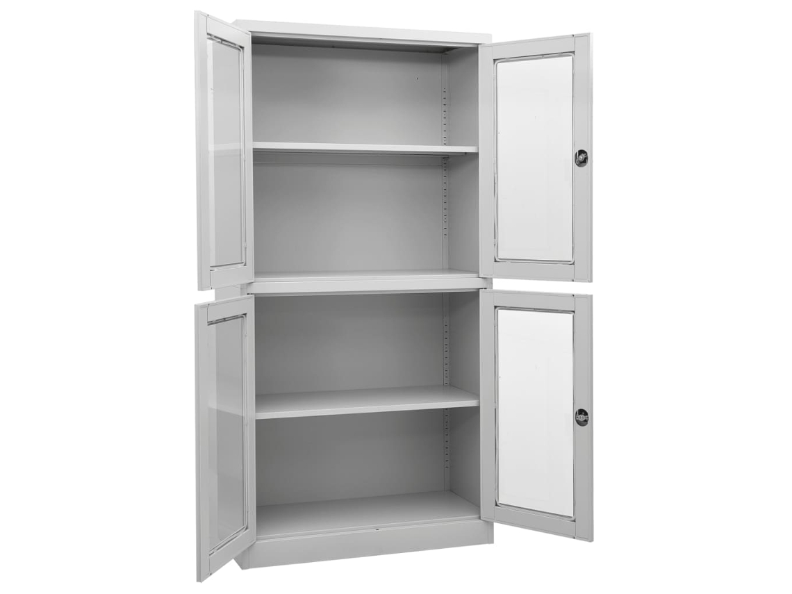 Maison Exclusive - Armario Oficina Acero Vidrio Templado Gris Claro 90x40x180 Cm