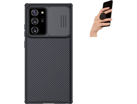 Funda y Popsocket Samsung Note 20 Ultra PHONESHIELD Camshield Nillkin Negro