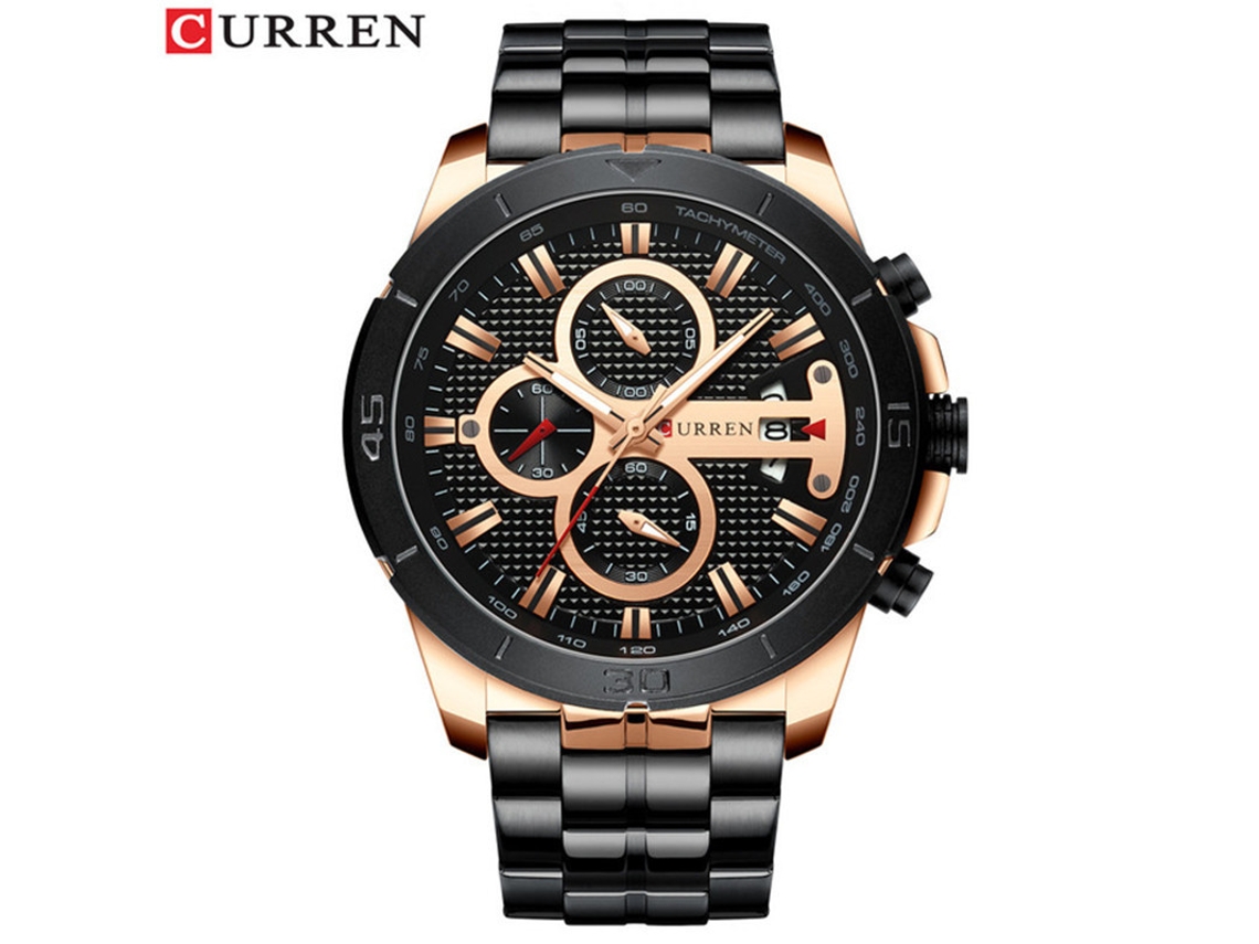 Reloj De Pulsera Multifuncional E Impermeable De Acero Inoxidable Para Hombre (negro), Estilo Casual, Con Seis Manecillas.