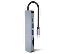 Concentrador USB-C 6 en 1, adaptador USB-C, estación de acoplamiento multipuerto para MacBook Pro Air, concentrador USB-C con HDMI 4K, USB 3.0, lector de tarjetas SD/TF Yizhood (gris)