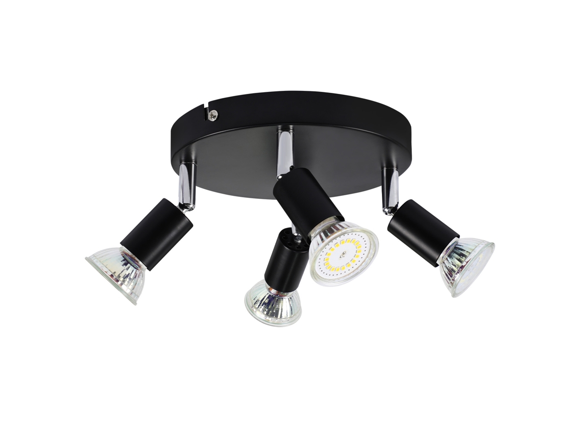 4 Focos de Techo Giratorios Negros Gu10 Lámpara de Metal Moderna para Salón Cocina Pasillo Comedor NETTLIFE