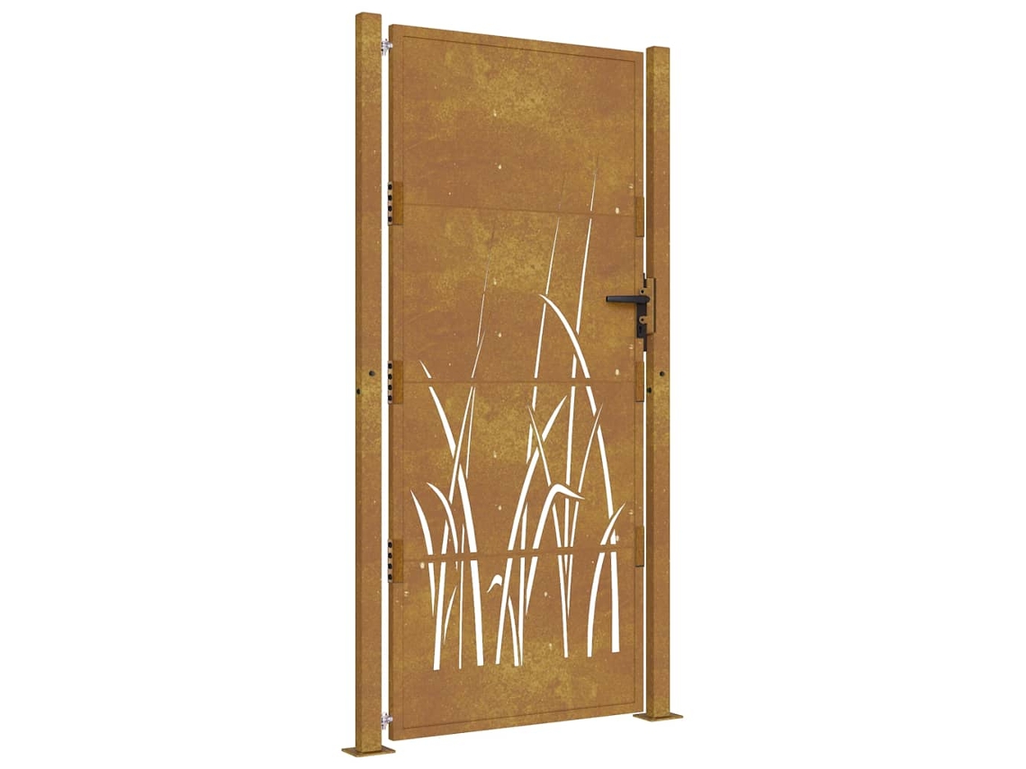 Maison Exclusive - Puerta De Jardín 100x175 Cm De Acero Corten Con Diseño De Hierba