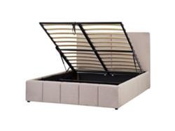 Cama con almacenaje Beliani Castelnavet de poliéster beige (170 x 220 x 120 cm)