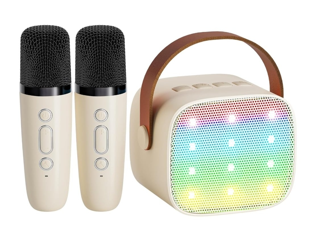 Mini máquina de karaoke con 2 micrófonos inalámbricos, altavoz Bluetooth portátil, regalo para niños, juguetes para cumpleaños de adolescentes, Gusshious
