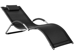 Tumbona SOBUY OGS38-SCH (Teslin y hierro-Negro-63 x 172 x 66 cm)