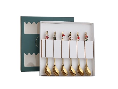 Pequeño acero inoxidable Vajilla de Navidad XGF Cucharas Cucharas Helado Postre Cuchara Muñeco de nieve Árbol Niños Beber Tea Scoop | Cucharas Dora...