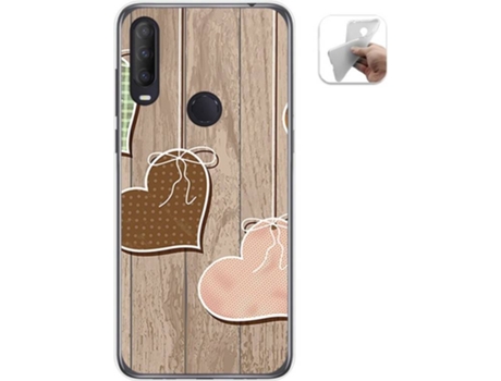 Carcasa Alcatel 1S 2020 TUMUNDOSMARTPHONE Corazones Madera Multicolor