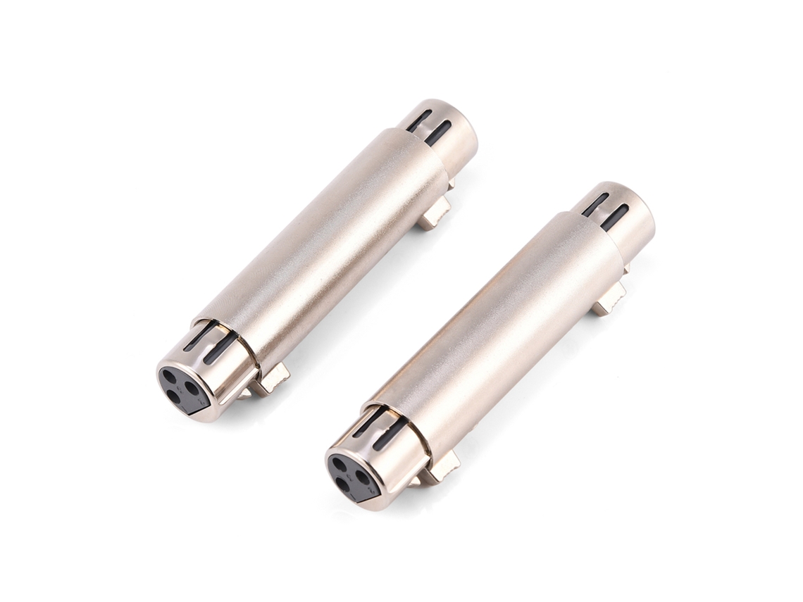 2pcs Adaptador Xlr Fêmea Para Fêmea 3 Pinos Conector Áudio Microfone Liga De Zinco Prata