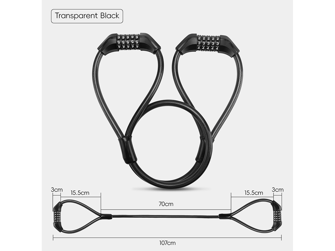 Candado antirrobo para bicicleta MDUG, con cable de acero y combinación doble de 5 dígitos, accesorio para bicicleta