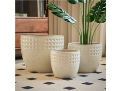 Juego De 3 Jarrones De Cerámica Blanca Con Forma De Diamante De Ø38/30/23 Cm Para Plantas.