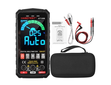 HABOTEST HT126B Multímetro digital inteligente 6000 cuentas RMS verdadero Rango automático Pantalla a color VA Probador eléctrico Voltímetro Amperí...