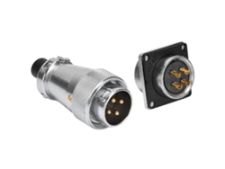 Conector de aviación Omni de 500 V, robusto e impermeable, con enchufe y clavija reforzados.