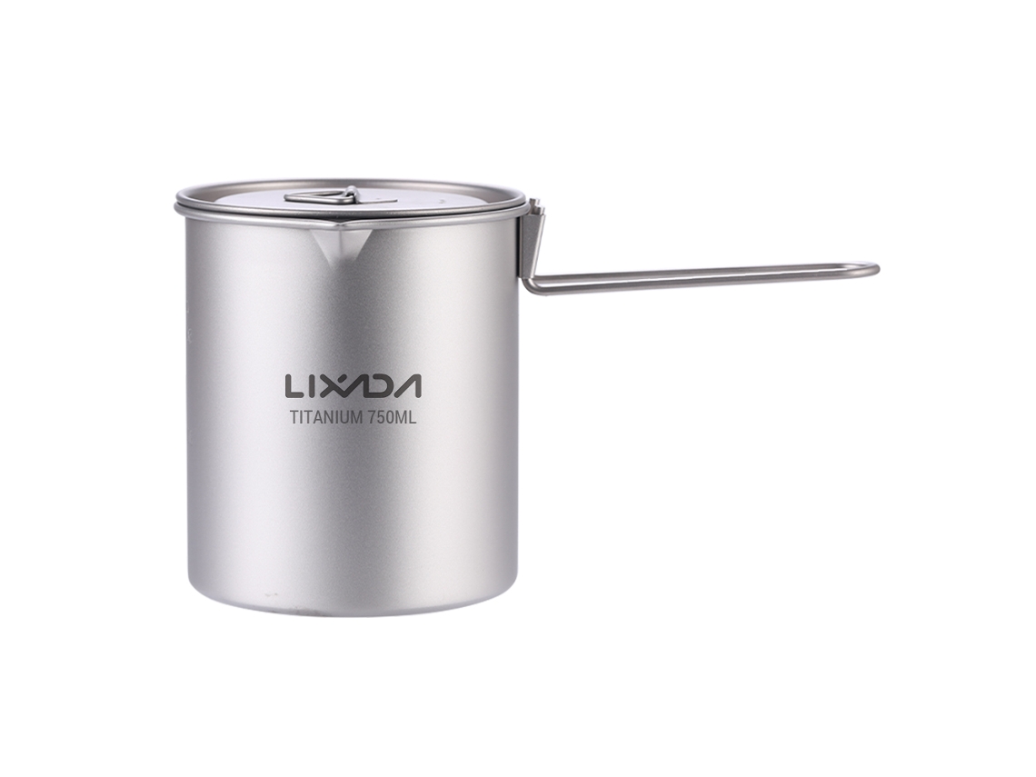 Vaso De Agua De Titanio Con Tapa Y Asa De 750 Ml Para Camping, Uso Al Aire Libre, Té, Café, Ligero Y Duradero.