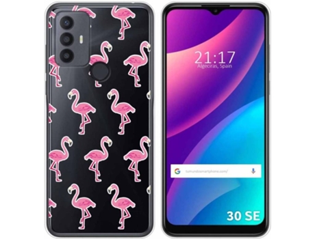 Carcasa para TCL 30 SE TUMUNDOSMARTPHONE Dibujos Transparente Flamenco Multicolor