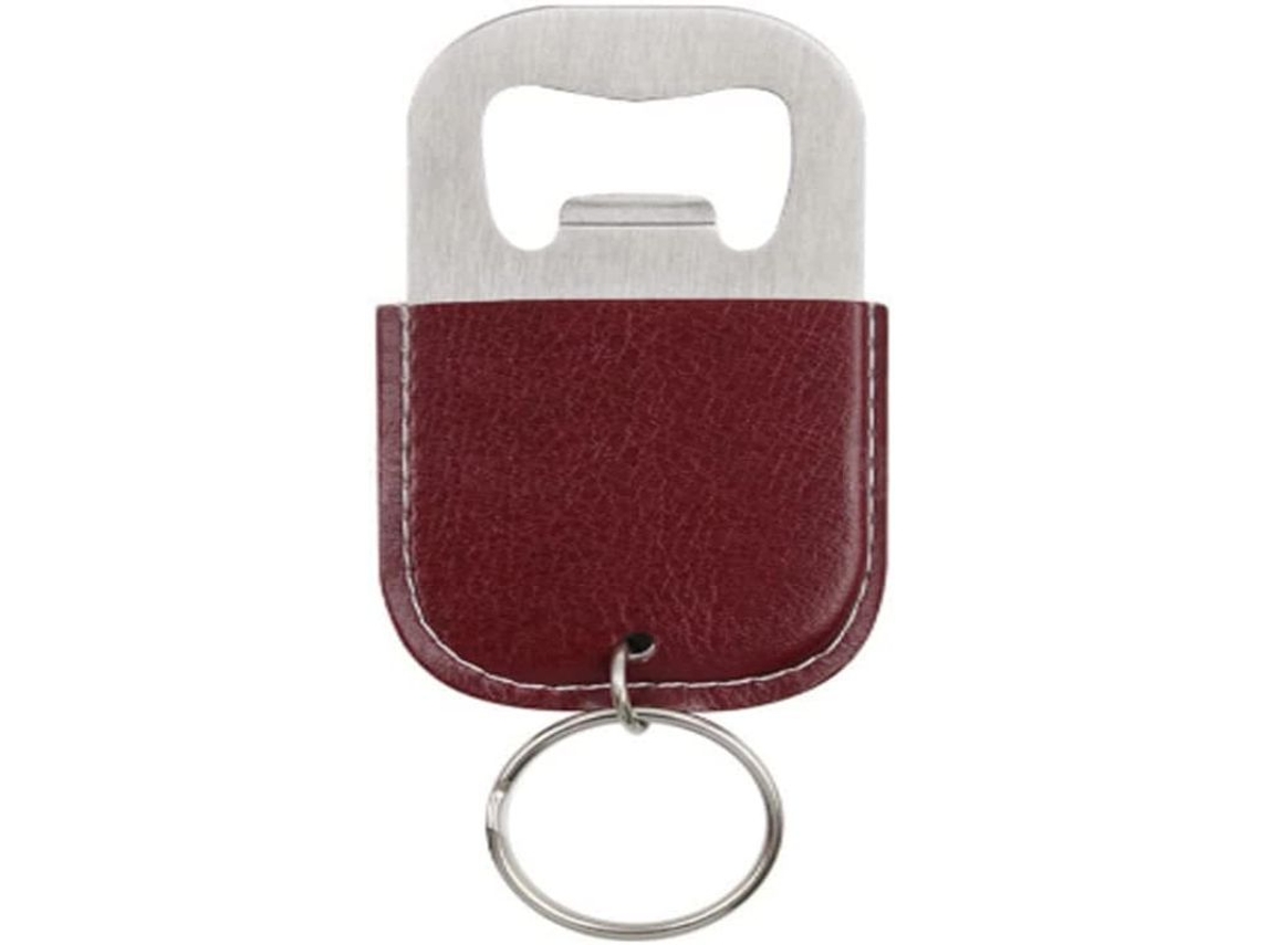 Abrelatas Portátil De Acero Inoxidable Con Funda De Cuero Sintético (rojo Vino, 1 Unidad)