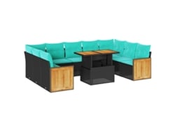 Maison Exclusive - Set Sofás Jardín Y Cojines 10 Pzas Ratán Sintético Acacia Negro