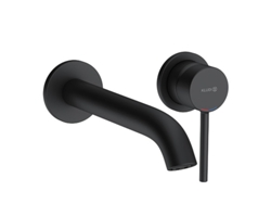 Grifo monomando de pared Kludi Bozz con dos orificios, saliente de 230 mm, 382453976, color negro mate