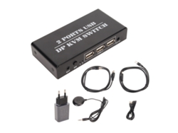 Conmutador Kvm Displayport De 2 Puertos 4k 60hz De Modo Dual Para Teclado Y Ratón De Aleación De Aluminio