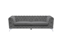 Sofá de 3 plazas BELIANI Sotra de Terciopelo Gris 224x85x70