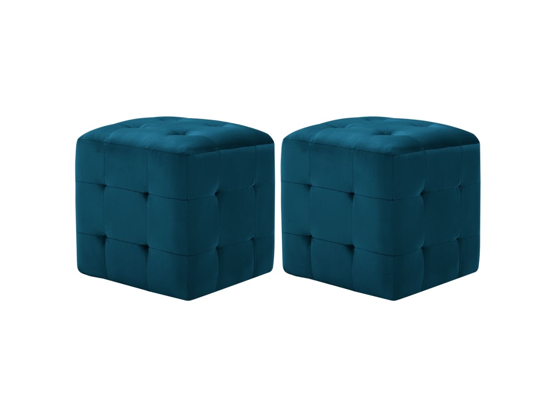 Mesitas de Noche 2 Pzs 30X30X30 Cm Terciopelo Azul
