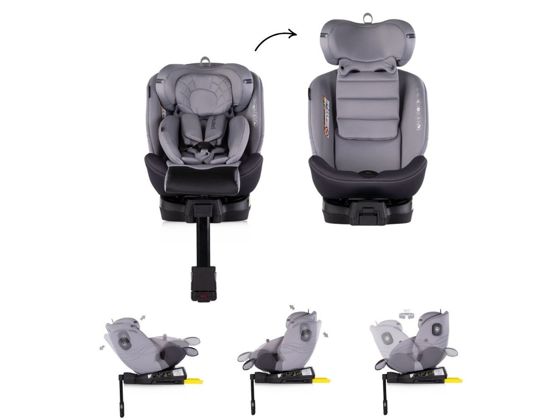 Silla de coche Chipolino Cloud Grey Premium I Talla 40 150 cm con Isofix y rotación de 360°