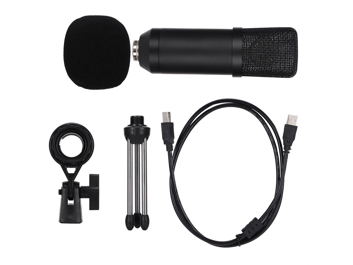 Micrófono Condensador Usb Portátil Con Trípode Para Pc Laptop Negro