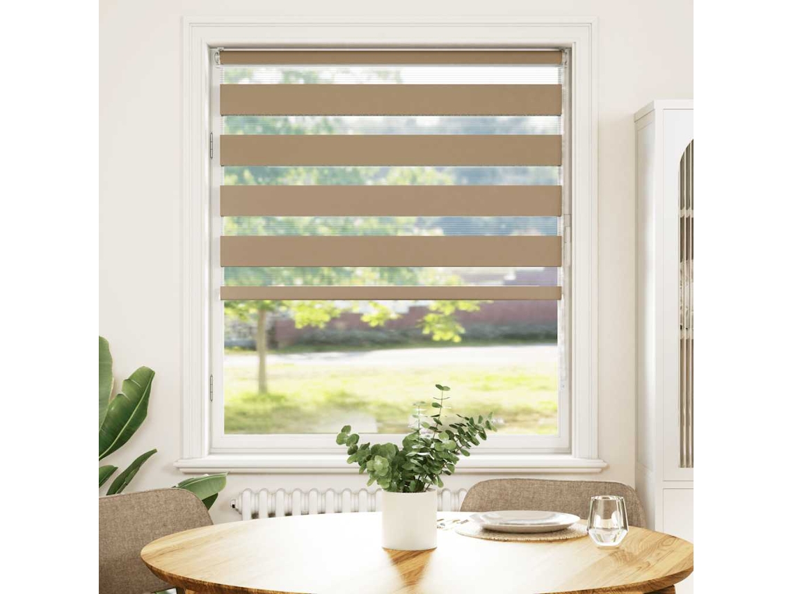 Maison Exclusive - Estor Cebra Marrón Arena Tejido Ancho 100,9 Cm Poliéster