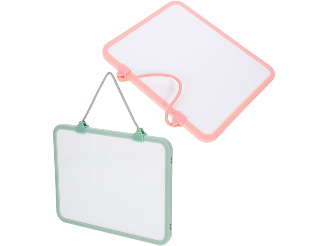 Juego De 2 Pizarras Blancas Pequeñas De Doble Cara De 17 X 21,3 Cm Con Cable Extraíble.