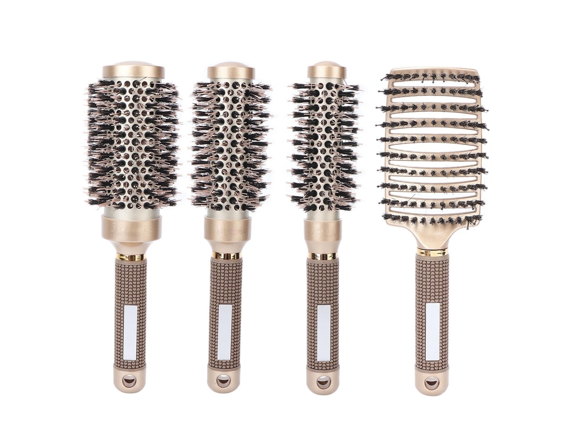 Set De 4 Cepillos De Pelo Redondos Profesionales Para Secado Con Secador, Diseño Ergonómico, Reduce Frizz Y Brilla