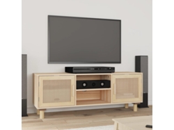 Estantería/Mueble de TV 105X30X40 Cm Pino Macizo/Vime Natural Marrón