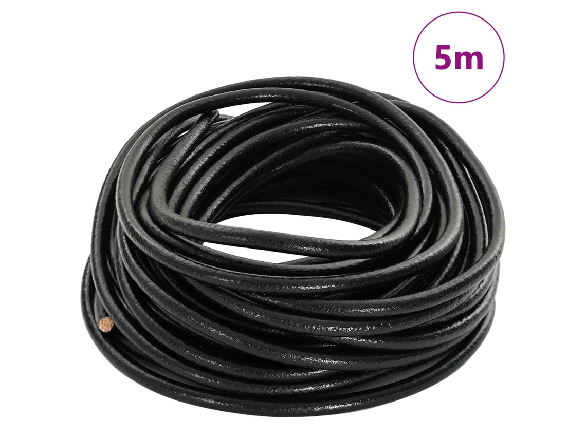 Cuerda de cuero negro Ø4 mm x 5 m Cuero HARLANV1