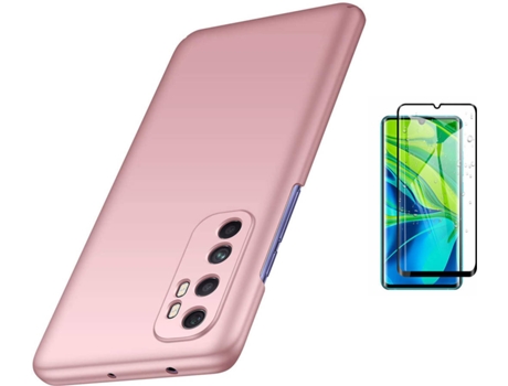 Kit Carcasa y Protector Cristal Curvado Xiaomi Mi Note 10 Lite Turtleshell Rosa