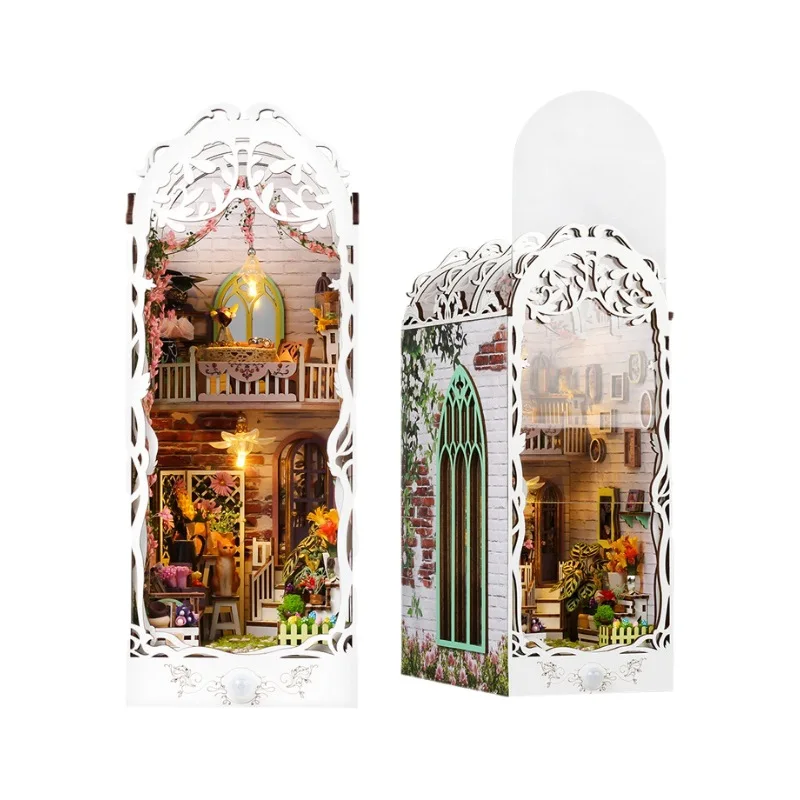 Kit De Bricolaje Para Sujetalibros Sensoriales Mágicos, Mini Casa De Jardín De Madera 3d