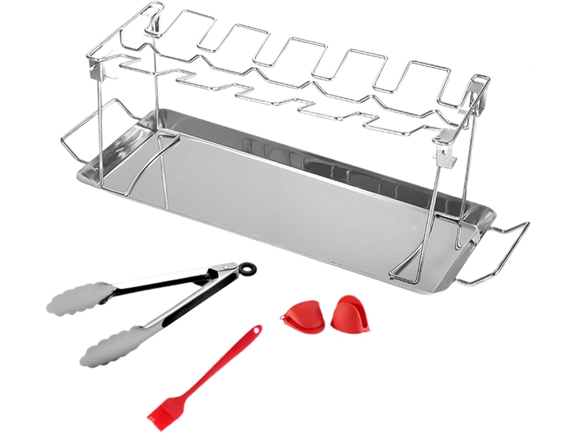 Soporte para muslos de pollo para barbacoa, soporte de acero inoxidable con 12 piezas, Gokoco