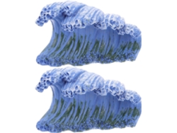 Conjunto De 2 Esculturas De Resina Con Forma De Olas Marinas, Micro-paisaje Para Escritorio