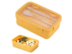 Fiambrera Bento Con 3 Compartimentos, Resistente A Fugas, Apta Para Microondas Y Con Utensilios.