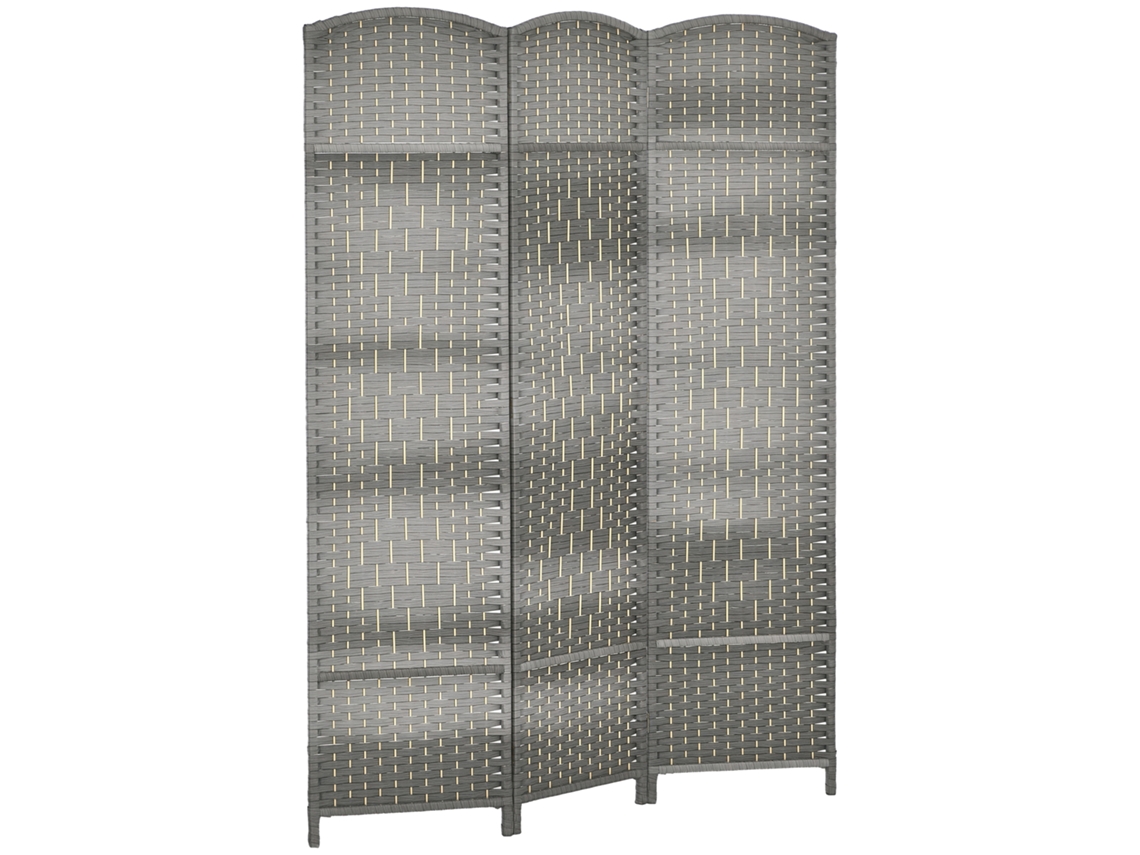Biombo 3 Painéis Polipropileno Cinza 135x180cm Privacidade
