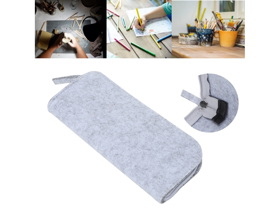 Estuche Ecológico Para Rotuladores, Lápices, Pinceles Y Material De Oficina (gris Claro)