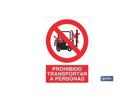 Señal poliestireno 420x297mm. prohibido transportar a personas