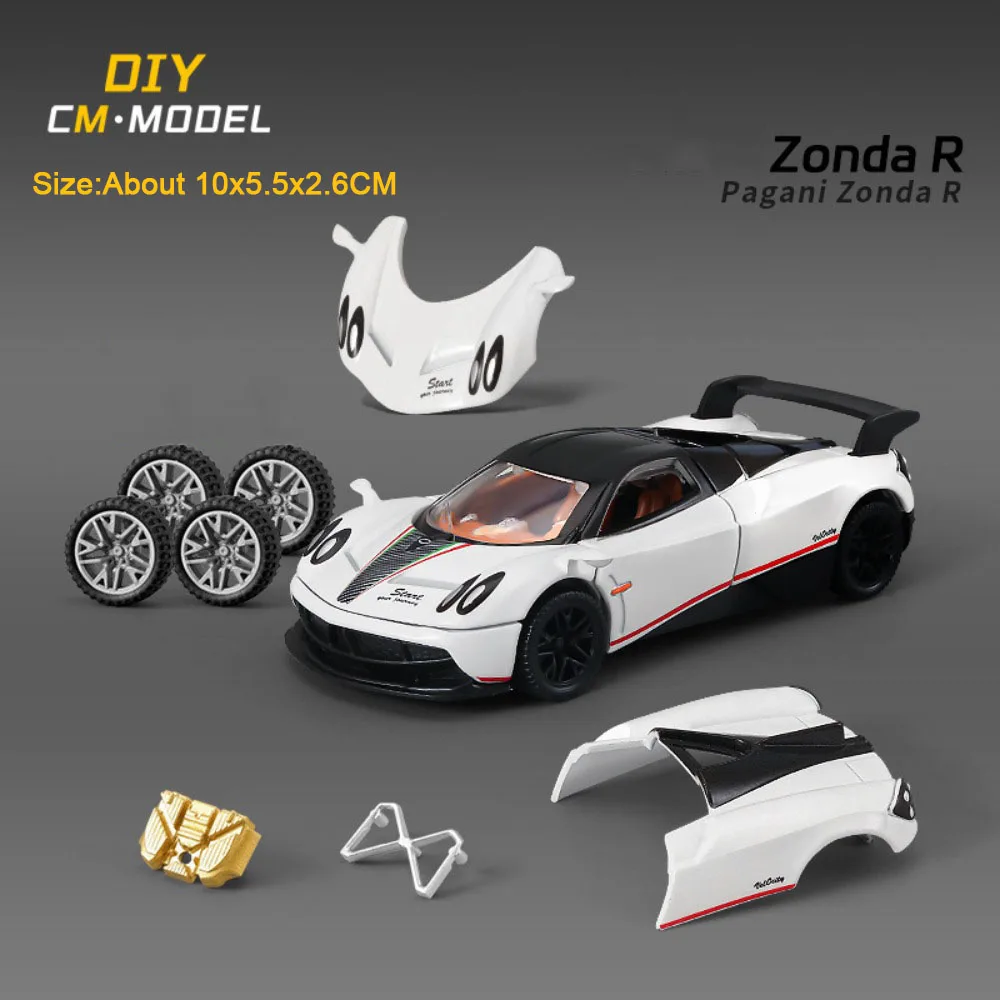 (Zonda R Blanco) Escala 1:43 - Coche en miniatura - Carrocería de metal fundido a presión - Piezas desmontables